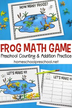 the frog math game for preschoolers to practice counting and addition practice with their own hands