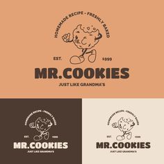 Design and get this Cool Retro Mr. Cookies Shop Logo template for free Cookie Logo Ideas, Cookie Business Logo Ideas, Cookies Logo Ideas Brand Identity, Cookie Business Branding, Cookie Store Design, Cookie Company Logo, Cookie Character Design, Cookie Shop Branding, Cookie Brand Logo