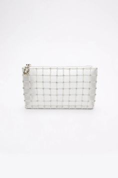 A Hayden Clutch - Pearl Cage from The Bella Rosa Collection, with a metal clasp, showcasing contemporary sophistication. Luxury Pearl Clutch For Formal Occasions, Luxury Pearl Clutch For Events, Luxury Pearl Clutch For Party, Elegant Pearl Clutch For Events, Glamorous Pearl Clutch For Formal Occasions, Glamorous Pearl Clutch For Formal Events, Luxury Pearl-embellished Clutch For Formal Occasions, Luxury Pearl Embellished Clutch For Formal Occasions, Luxury Pearl Embellished Clutch For Formal Events