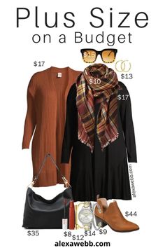 Rust Cardigan, Budget Outfits, Plus Size Fall, Plaid Blanket, Plus Size Fashion For Women, Blanket Scarf