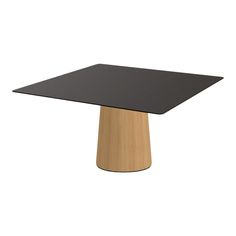 a black table with a wooden base