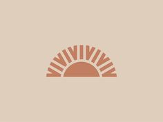 the sun is setting on top of a tan background with an orange and brown border