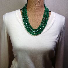 "Genuine Untreated 1132.00 Carats , 11mm x 18mm Rich Green Faceted Oval Shaped 3 Strand Emerald Gemstones Necklace , handmade by me, \"Limpin' Lizard\". This Necklace is adjustable to wear from 18\" inches to 26\" inches. FREE SHIPPING in the USA, $11 Everywhere else. ** It costs me $14.83 to ship to other countries, so I must recoup some of that cost. **Full Money Back Guaranteed to be Real Emerald Gemstones. This Necklace can have the Sliding Clasp Cloth removed and be made with traditional Si Real Earth, Zambian Emerald, Rich Green, Silver 925 Necklace, Be Real, Necklace Online, Emerald Gemstone, Strand Necklace, Necklace Handmade