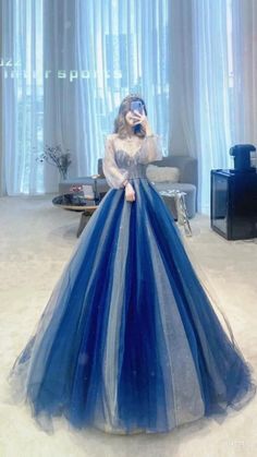 Korean Gown, Royalty Dress, Fairytale Gown, Gowns Dresses Elegant, Fantasy Dresses, Royal Dresses, Princess Ball Gowns, Blue Wedding Dresses