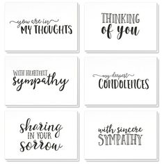 six hand lettered cards with different sayings