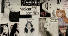 a wall covered in posters and advertisements for women's hair salons, including models