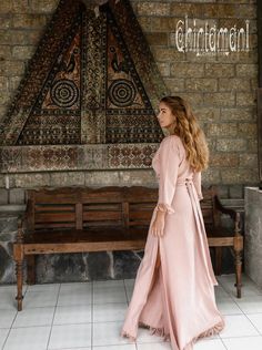 #clothing #women'sclothing #dresses #wrapdress #goddessdress #maxidress #dustyrosedress #dustypinkdress #bohoweddinggown #longcottondress #bohodress #bohomaxidress #bohemianwedding #bridesmaiddress #kimonodress #fringedress #chintamani #chintamanialchemistry Bohemian Long Sleeve Fitted Gown, Spring Cotton Long Sleeve Gown, Spring Long Sleeve Cotton Gown, Cotton Long Sleeve Spring Gown, Pink Cotton Wedding Dress, Boho Chic Fashion Bohemian, Pink Boho Dress, Dusty Pink Dresses, Bohemian Dresses Long