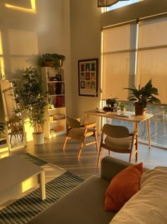 a living room filled with furniture and lots of windows