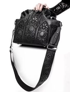 Restyle Dark Altar Shoulder Bag Gothic Adjustable Strap Cathedral Design Ruffle.  "This pin contains affiliate links, which means I may earn a commission at no cost to you extra for you". 
 #affiliate #advertising" Cheap Gothic Bags For Concerts, Cheap Black Alternative Bags, Cheap Gothic Party Bag, Cheap Edgy Mid-rise Jeans, Cheap Gothic Bags With Adjustable Strap, Cheap Gothic Shoulder Bag, Affordable Gothic Halloween Bags, Cheap Gothic Bags For Halloween, Kawaii Goth Handbags