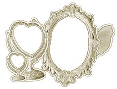 an old fashioned photo frame with hearts on the front and sides, sitting next to it