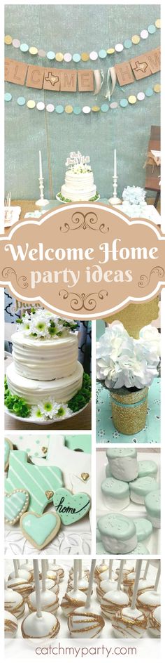 a collage of photos with the words welcome home and decorated cookies