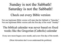 an image of the biblical calendar for sunday is not the sabath saturday is not the sabath check out every bible version