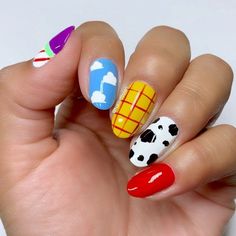 Toy Story Manicure, Toy Story Gel Nails, Disney Toy Story Nails, Simple Toy Story Nails, Pixar Nails Simple, You Story Nails, Disney Nails Toy Story, Jessie Toy Story Makeup, Woody Toy Story Nails