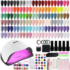 PRICES MAY VARY. 【66 Pcs Gel Nail Polish Set】The set contains 66 bottles of colored gel nail polish, 7ml base coat*2, 7ml glossy top coat*2, 7ml matte top coat*1, 180W UV LED nail lamp*1, Handle grip nail brush*1, Nail clipper*1, Nail file*5, French nail sticker*3, nail brushes*20, sequin colors*24, diamond colors*12, hollow colors*5, butterfly sticker*2, Nail buff sponge*1, Cuticle oil pen*1, Steel pusher*1, Colorful Rhinestones Gems*1, Have all one needs. 【180W Super Fast Nail Lamp】This nail l Fast Nail, Cuticle Oil Pen, Gel Nail Polish Colors, Nail Polish Kit, Oil Pen, Nail Polish Kits, Nail Brush, French Nail, Gel Ink Pens