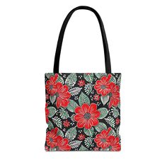 "Red Flowers Batik-Inspired Tote Bag (All Over Print) Please Note: No Returns or Exchanges Due to the Nature of Customized Items. We appreciate your understanding and commitment to the uniqueness of each creation.  If you have any concerns, feel free to reach out to us - we're here to assist you! Ever wished your tote bag could be as bold and unique as you are? Your wish just came true! 🌈 Introducing our tote bags - not just accessories, but a canvas of self-expression! Ready to make a statemen Artistic Red Rectangular Bag, Red Floral Print Tote Bag, Red Floral Print Rectangular Bag, Red Floral Print Bags For Daily Use, Daily Use Red Floral Print Bags, Batik Bag, Batik Art, Batik Print, Batik Prints