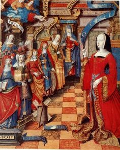 an image of a painting with people dressed in medieval clothing