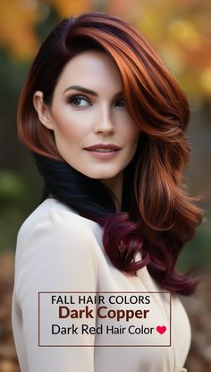 Fall Hair Colors Dark Copper Auburn Red Hair 🌟 Copper Bob Hair, Autumn Hair Colors, Copper Bob, Fall Hair Colors Dark, Dark Copper Hair Color, Hair Colors Dark, Auburn Red Hair, Copper Hair Dark, Haircolor Ideas