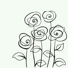 a black and white drawing of flowers