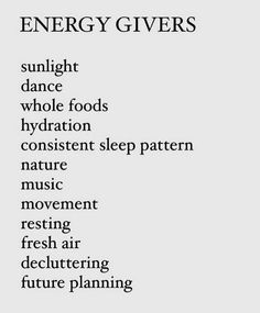 the words energy givers are written in black and white