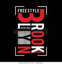 the new york style typogram font with red and white letters on black background