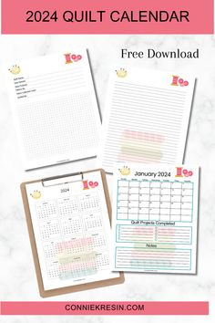 two calendars with the text, free printable 2021 quilt calendar and an image of a