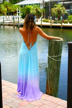 Blue Ombre Dress, Bali Dress, Honeymoon Dress, Resort Wear Dresses, Ombre Dress, Dress Backless, Dress Beach, Shoot Inspiration, Dress Maxi