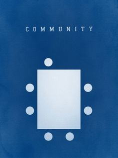 a blue book cover with white dots on it and the words community written in large letters