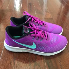 Nike Free Purple And Light Blue Sneakers Brand New! Purple Lace-up Running Shoes For Jogging, Purple Lace-up Running Shoes For Sports, Sporty Purple Lace-up Running Shoes, Purple Athleisure Sneakers For Errands, Purple Casual Athleisure Sneakers, Purple Running Shoes With Boost Midsole, Purple Sneakers For Sports In Spring, Purple Casual Running Sneakers, Purple Athleisure Running Shoes With Cushioned Footbed