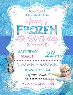 the frozen princess birthday party is ready to be attended by all of your friends and family