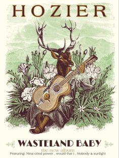 the lummers poster with an image of a deer holding a guitar and flowers