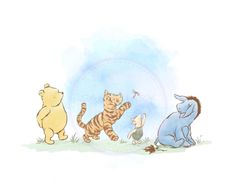 winnie the pooh, tigger, and pooh bear playing with each other