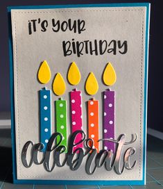 a birthday card with candles and the words, it's your birthday above it