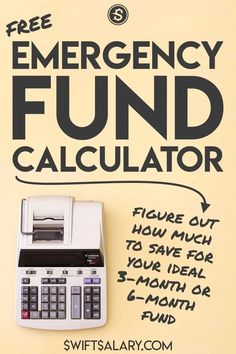 a calculator with the words free emergency fund calculator written below it