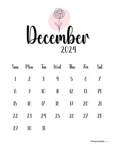 a calendar with the word december on it and a rose in black ink, is shown