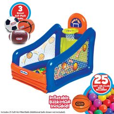 an inflatable basketball game with balls