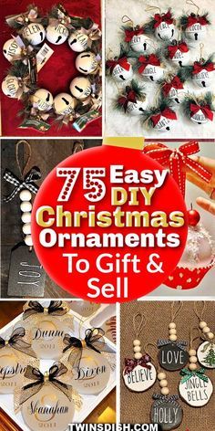 christmas ornaments to sell on etsyle with the words 7 easy diy christmas ornaments to