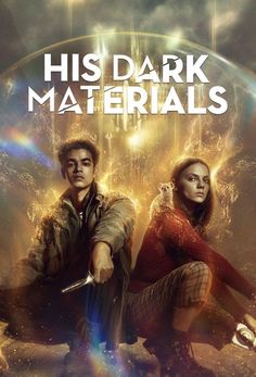 the movie poster for his dark materials with two people sitting in front of a rainbow