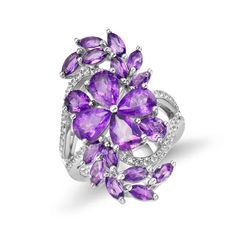 Buy 925 Sterling Silver Ring for Women 7ct Natural Amethyst Garnet Gem Flower Type Style Fine Jewelry - by Lucid Fantasy  - $118.99
lf-jewelry.com/48GRhcp Silver Infinity Ring, Purple Stuff, Diamond Accessories, Silver Flower Ring, Family Friend, Gold Diamond Earrings, Leaf Ring, February Birthstone, Fashion Jewelry Earrings