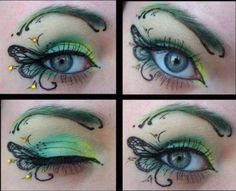 Halloween Eyrs!! 6. Butterfly Wings Extreme Make-up, Mother Nature Costume, Fairy Eyes, Fantasy Make-up, Make Up Designs, Butterfly Eyes, Butterfly Makeup, Halloween Eye Makeup