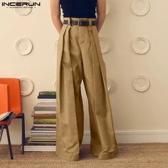 SPECIFICATIONS Brand Name: INCERUN Applicable Season: Four Seasons Origin: Mainland China CN: Guangdong Material: POLYESTER Applicable Scene: CASUAL Hign-concerned Chemical: None Pant Style: STRAIGHT Style: Casual Model Number: Fashion Loose High Waisted Solid Pants Thickness: midweight Waist Type: MID Decoration: none Gender: MEN Item Type: full length Place Of Origin: China (mainland) Closure Type: Elastic Waist Fabric Type: Broadcloth Length: full length Front Style: Pleated Fit Type: regular Color: Khaki,Black,Grey Size: S,M,L,XL,2XL,3XL,4XL,5XL,Plus Size Size:S,M,L,XL,2XL,3XL,4XL,5XLFabric Material:100%PolyesterColor:Khaki,Black,GreySuitable Type:FitStyle:BasicsOccasion:LeisurePattern:Solid colorThickness:ModerationProduct Description:Men's solid color long pants.Label: YesPackage Inc Mens Trousers Casual, Style Trousers, Trouser Style, Straight Leg Trousers, Casual Streetwear, Mens Streetwear, Long Pants, Stylish Men, Haiti