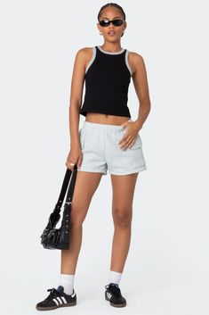 Garnet Cargo Sweat Shorts – edikted Workout Shorts With Ribbed Waistband, Sporty Shorts With Side Pockets, Cotton Workout Shorts With Side Pockets, Sporty High-waisted Bermuda Shorts With Pockets, Sporty Shorts With Side Pockets And Short Inseam, Cute Gym Outfits, Gym Outfits, Shorts Cargo, Sweat Shorts