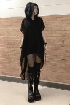 Goth Comfy Outfits, Female Goth Outfits, Corp Goth Work Outfits, Comfy Goth Outfits, Nightmare Aesthetic, Outfit Ideas Goth, Tumblr Goth, Corp Goth, Goth Outfit Ideas