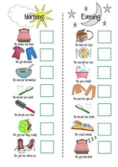 the morning and evening worksheet for kids to practice their reading skills, including