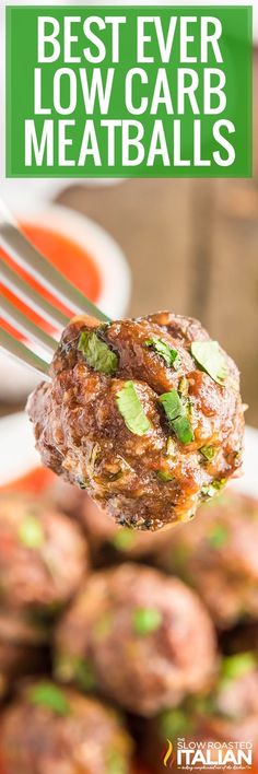 the best ever low carb meatballs on a fork