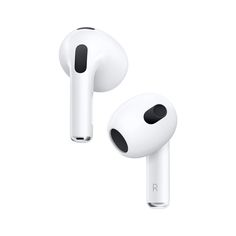 two airpods are shown in front of each other