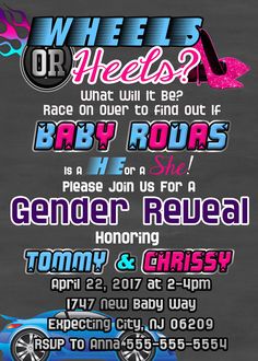 an advertisement for a car show with the words wheels or heels? and baby tours