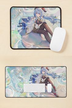 a computer mouse pad with an anime character on it