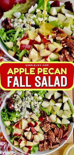 Include this apple pecan salad with blue cheese on your fall recipe menu! This fall apple salad is loaded with apples and pecans and features a honey mustard dressing. It's the best apple pecan salad for a great holiday side dish or just a hearty lunch! Fall Apple Salad Recipe, Fall Apple Salad, Pecan Salad Recipe, Apple Pecan Salad, Harvest Salad Recipes, Salad With Blue Cheese, Recipe Menu, Thanksgiving Salad Recipes, Luncheon Menu