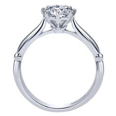 Gabriel & Co. - Gabriel & Co. - ER11691R4W8JJJ - Birmingham Jewelry Simple Solitaire Engagement Ring, Sculpted Shoulders, White Gold Solitaire Engagement Ring, Cute Engagement Rings, Engagement Ring Prices, Round Solitaire