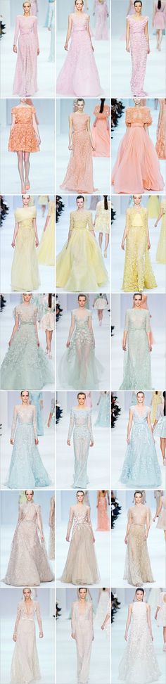 Elie Saab Spring Couture 2012 Color Palette Clothes, Pastel Wedding Dresses, Alena Shishkova, Pastel Color Palette, Dior Couture, Beautiful Clothes